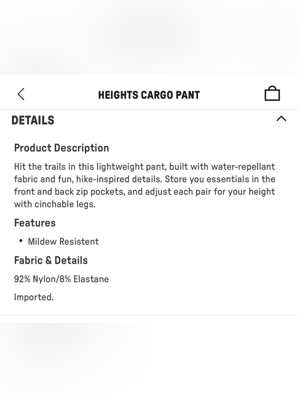 Fabletics Heights Cargo Pants in Navy, Size S - Picture 2 of 8